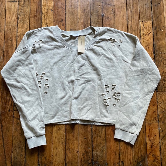 American Eagle Outfitters Tops - AMERICAN EAGLE Distressed Sweater Crop Top Size S